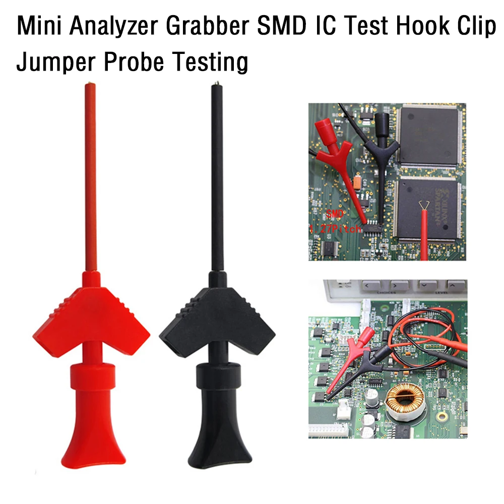 uxcell® 20 Pcs 42mm Length Test Hook Clip Solderable for Multimeters PCB Tester Grabber Black