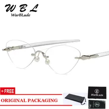 WarBLade винтажные титановые очки без оправы кошачьи прозрачные линзы стеклянные оправа для глаз для женщин Оптические очки