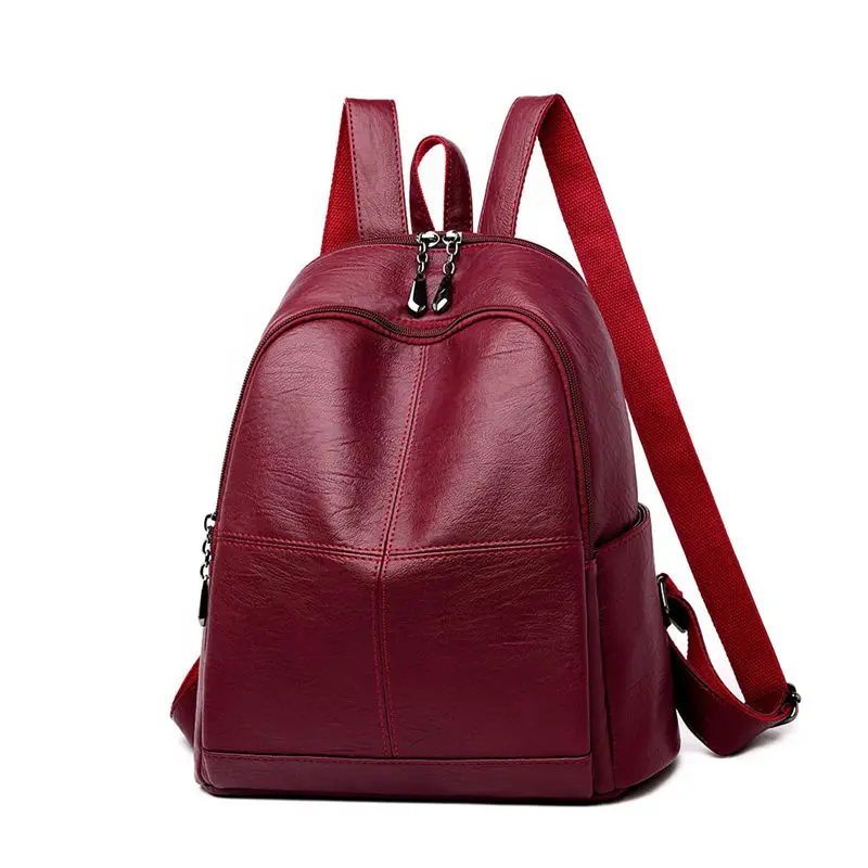Женский рюкзак для девочек mochila feminina, повседневный женский кожаный рюкзак, женская сумка через плечо, сумка для путешествий - Цвет: Wine red