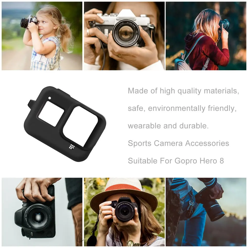 Аксессуары для Go Pro, чехол для экшн-камеры, защитный силиконовый чехол+ крышка объектива для GoPro Hero8, черный цвет