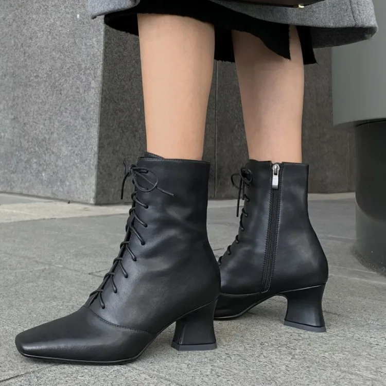 

Tanariya New Arrival Shoes woman Boots women Autumn/winter 2019 thick heel cowhide boots for ladies