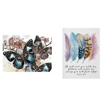 

Birds Feathers Scripture Christian Quotes & Full Round Diamond Painting DIY Diamond Embroidery Butterflies and Flowers