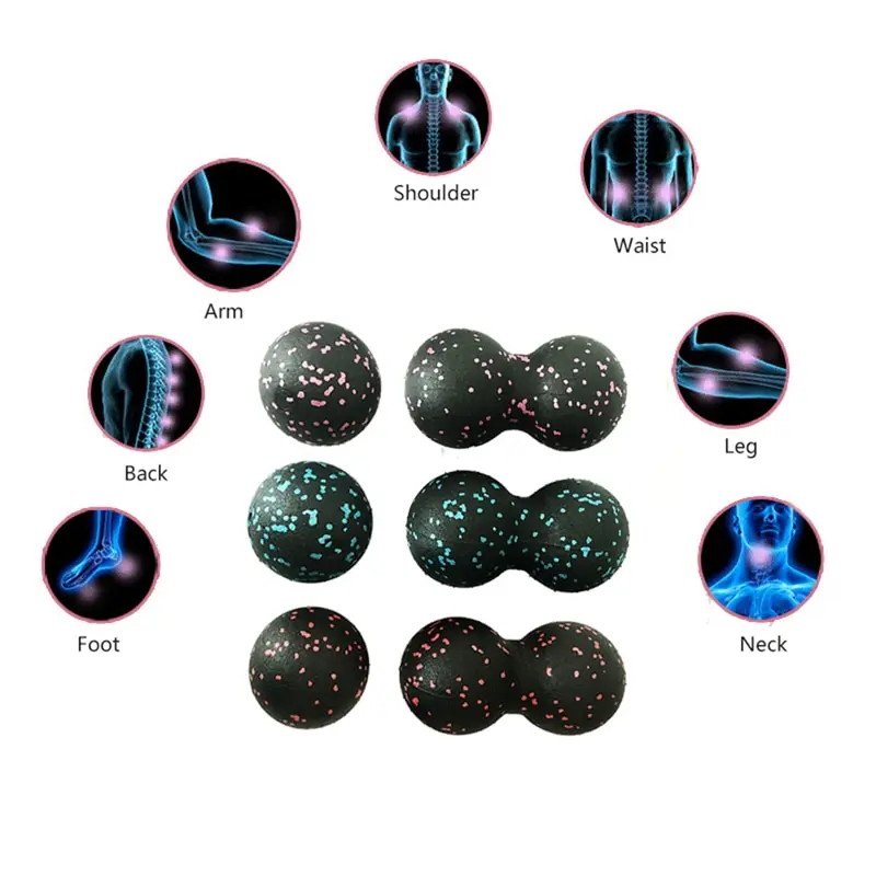 Massage Ball Fitness Ball 2Pc Peanut Fitness Massage Ball Set Double Lacrosse Mobility Ball for Myofascial Physical Therapy Deep Tissue Massage