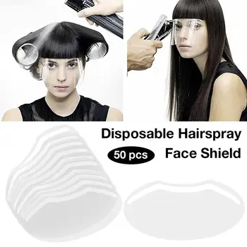 

50Pcs/Set Disposable Transparent Plastic Face Shield Hair Salon Hairspray Masks Cutting Coloring Face Protecting Barber Supplies