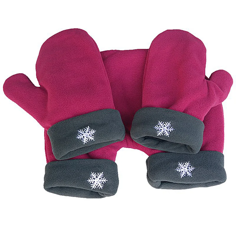 Комплект из 3 предметов, рождественские перчатки дл пар, Утепленные зимние теплые двойные варежки для влюбленных - Цвет: Jujube red