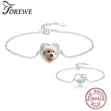 Подлинный 925 серебряный браслет с кристаллами Pet следа на заказ фото браслеты с сердечками для женщин модные ювелирные изделия Рождественский подарок
