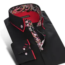 Мужские двухслойные рубашки с воротником в китайском стиле, с принтом, в стиле пэчворк, с длинным рукавом, Стандартный крой, чистый хлопок, рубашка на пуговицах