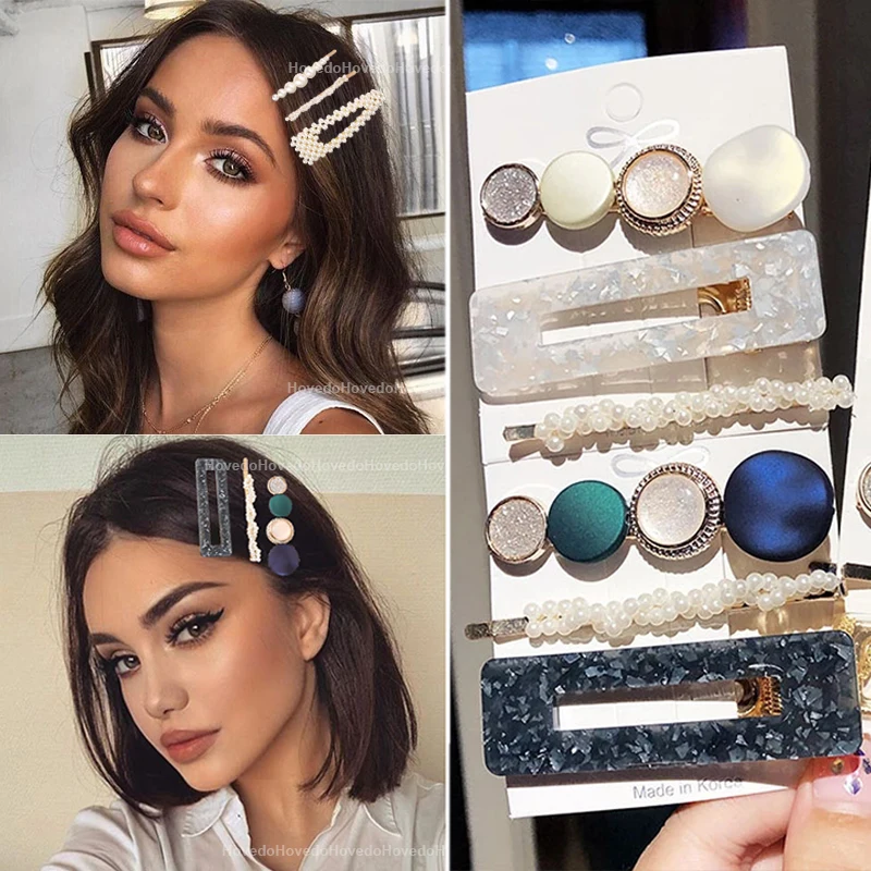 

Ins Fashion 1Set Women Girls Elegant Pearls Hair Clips Sweet Headwear Hair Ornament Hairpins Barrettes Hairgrip Hair Accessories