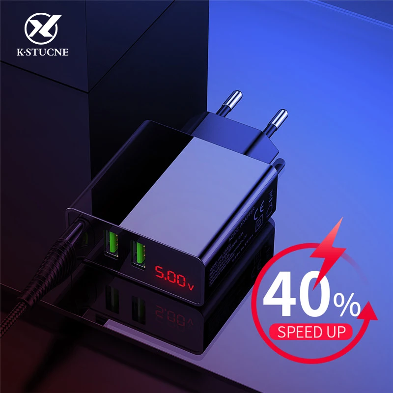 Зарядное устройство со светодиодным цифровым дисплеем и USB-портом для быстрой