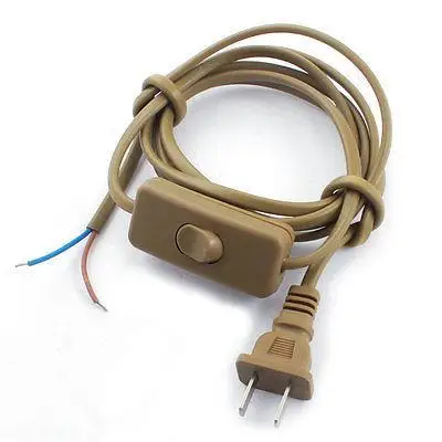 

Brown US Plug Light Power Cord Inline Button Switch 1.8M AC110V AC250V