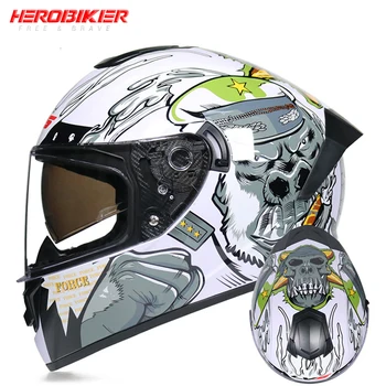 

LVS New Motorcycle Helmet Men Full Face Motocross Helmet Moto Riding Racing Helmet Double Lens Crash Casco Moto DOT Approved
