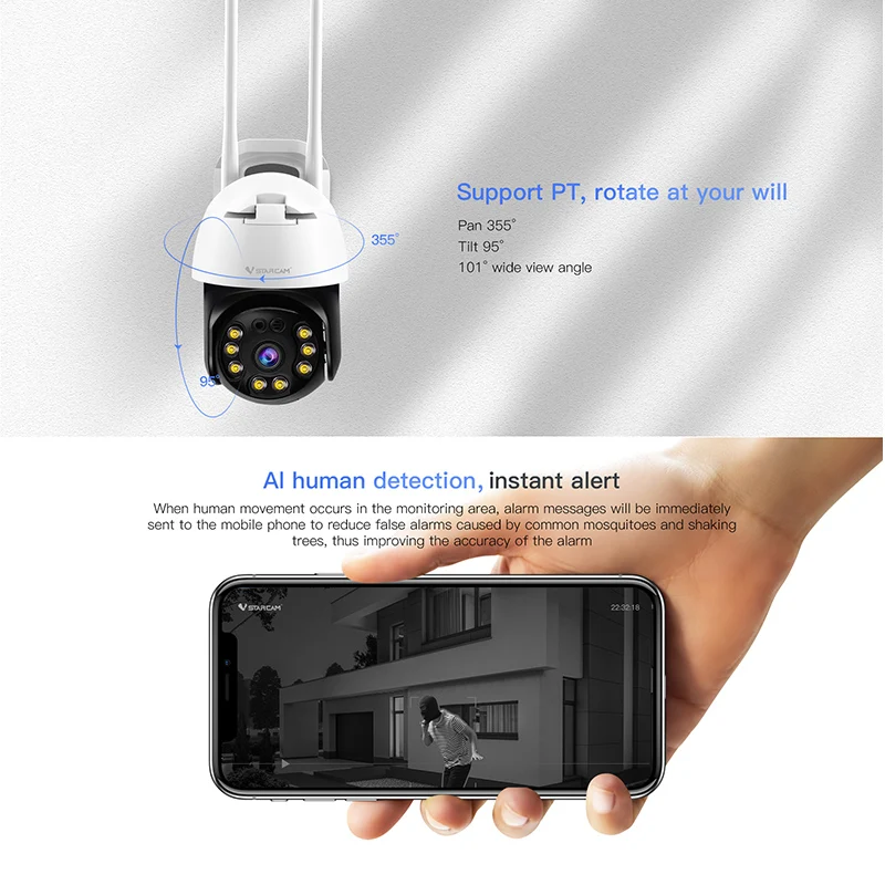 『Video Surveillance!!!』- Vstarcam 3MP Wifi IP Camera Dome AI Human
Detect Color Night Vision P2P Security CCTV Alarm Camera Two Way Audio
Support SD Card