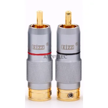 

2pcs EIZZ 24K Gold Plated Phosphor Bronze Male RCA Plug Coaxial Connector Adapter Tellurium Copper Pin HiFi Audio AMP TV DVD