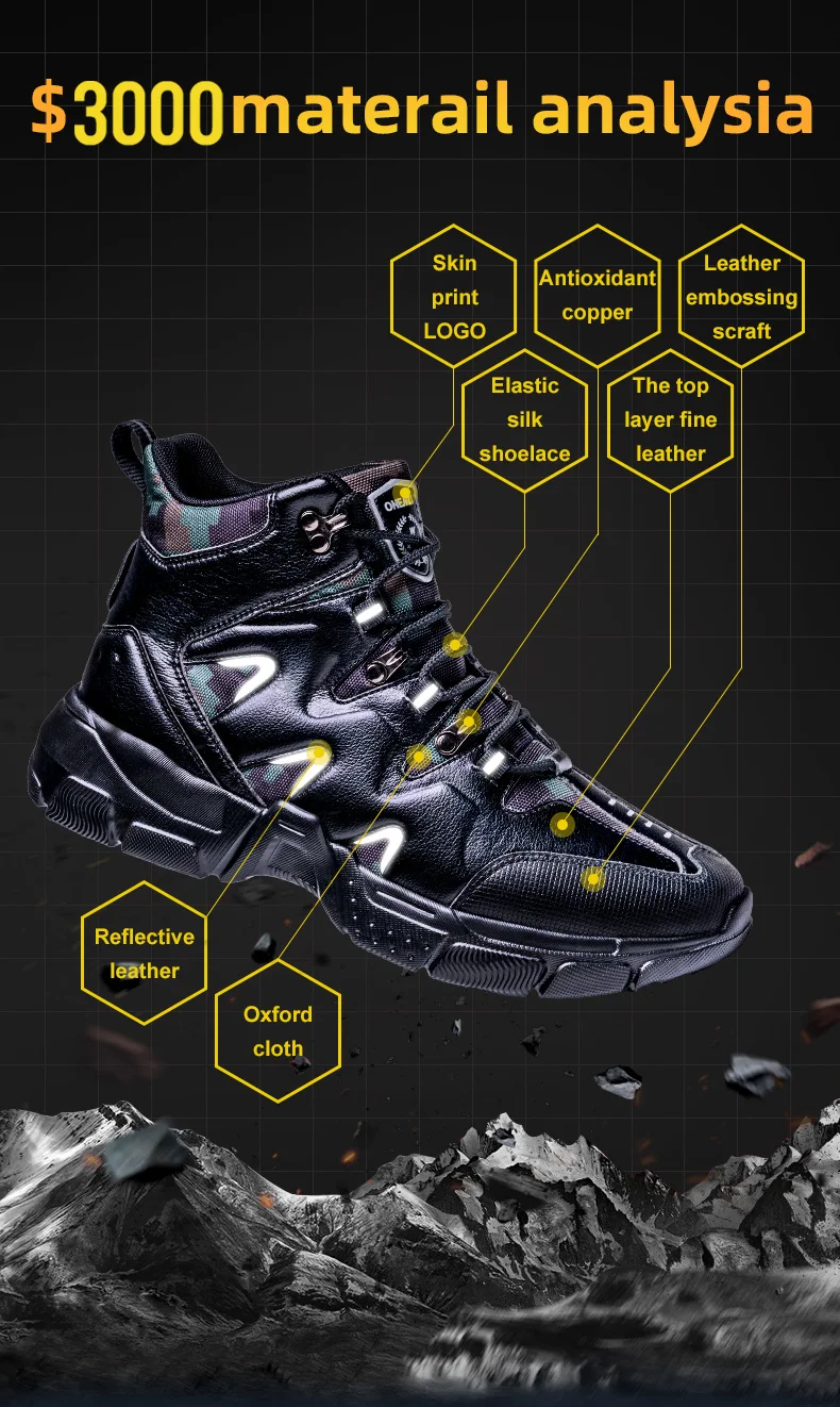 ONEMIX Men Hiking Shoes High Top Waterproof Leather Lightweight Outdoor Climbing Fishing Trekking Shoes Military Tactical Boots