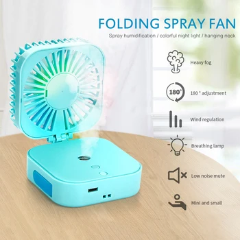 

Portable Mini Fan Water Spray Mist Fan Electric USB Rechargeable Handheld Cooling LED Night Light Fan Humidifier