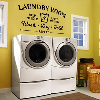 

Laundry Room Rules Wash Dry Fold Vinyl Wall Sticker Decor Decal Quote Bathroom Stickers 58x108cm
