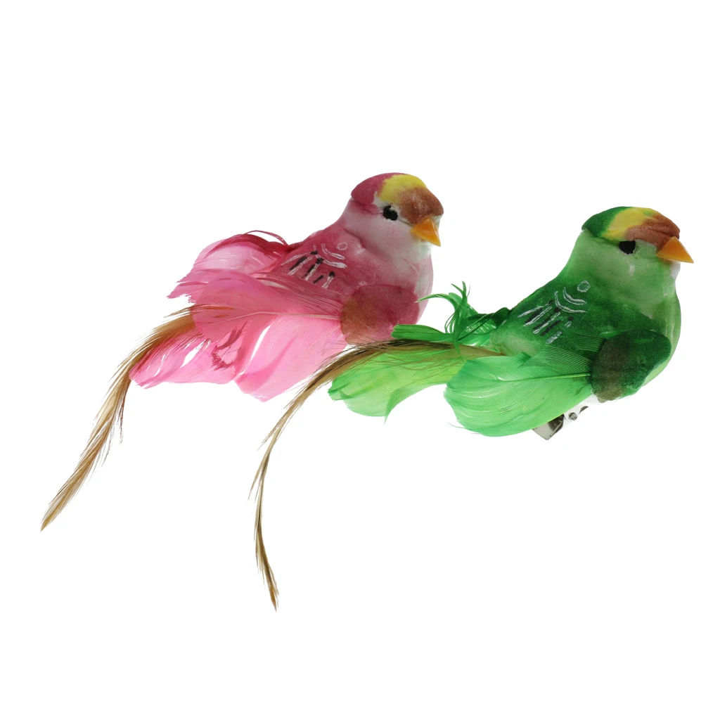 2x Vivid Animal Statues Little Bird Outdoor Garden Grassland Tree Standing Lawn Ornament Photography Props Home Decor Gifts