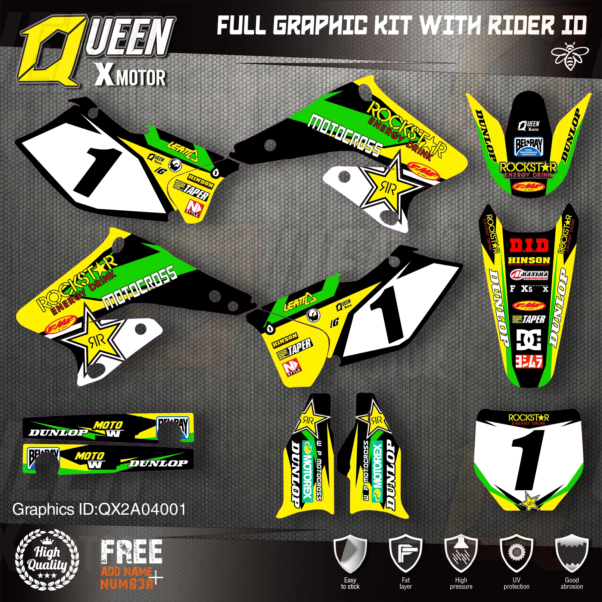 

Queen X MOTOR Custom Team Graphics Decals Stickers Kit For SUZUKI Decal 2004 2005 2006 RMZ 250 001