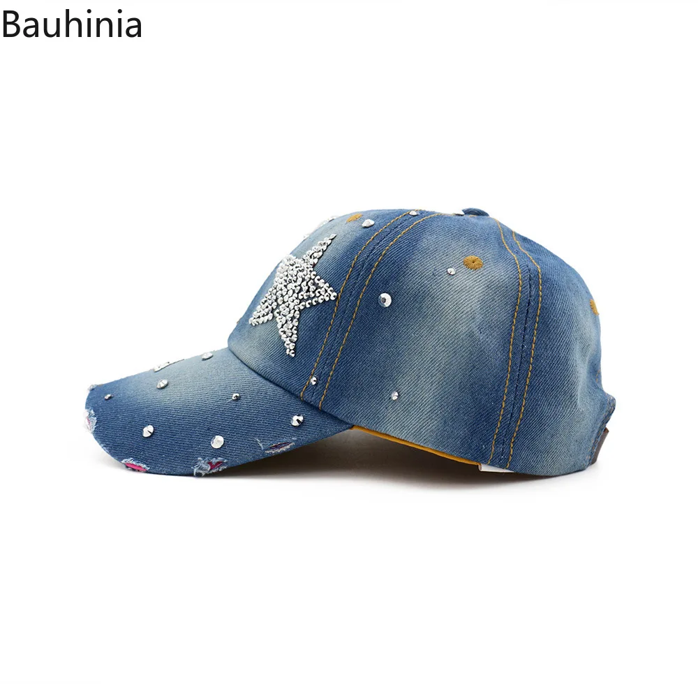 Bauhinia, Весенняя и осенняя модная ковбойская шляпа, женская уличная бейсбольная кепка с бриллиантами, Спортивная Кепка