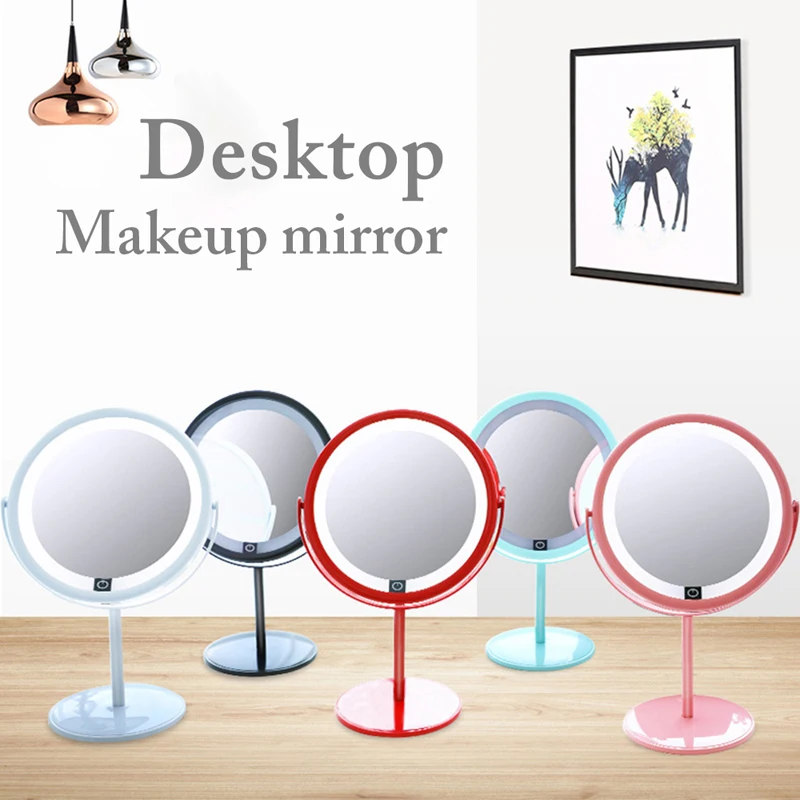 Bfaccia увеличительное зеркало для макияжа с светодиодный косметическим зеркалом круглой формы настольное дамское зеркало двухсторонние зеркала с подсветкой