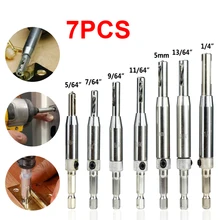 

7Pcs Hex Drill Bit Hole Opener Hinge Drill Set Self Centering Lock Hinge Drawer Pilot Hole Guides Centering Hinge Hand Tools