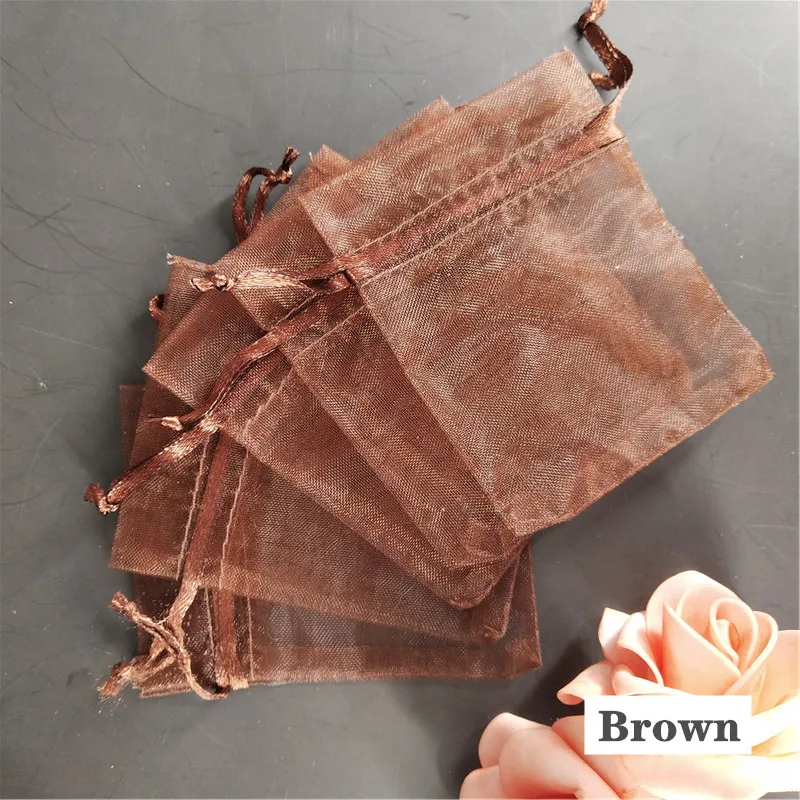 brown 25 шт 20*30 см из органзы прозрачные сумки из марлевого элемента для свадебной вечеринки, украшения, подарочные сумки для конфет 5Z-SH319-25 - Цвет: brown