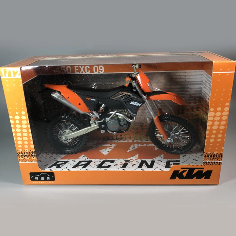 1:12 KTM Горный Спорт утилита KTM 450 EXC 09 мотоцикл с коробкой литья под давлением дисплей Модель Детский Рождественский подарок