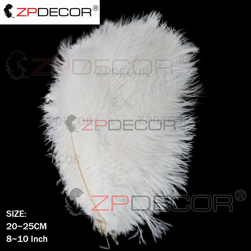 ZPDECOR Красивые 20-25 см/8-10 дюймов страусиные перья для рукоделия ювелирных изделий для свадебной вечеринки - Цвет: Белый