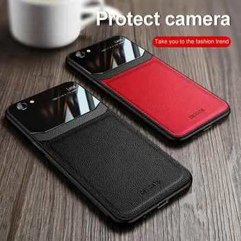 

50pcs/lot Organic PC Back Protector Phone Case For OPPO R9 R9S R11 R11S Plus R17 Leather Grain Cover