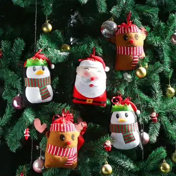 

Hemoton 6PCS Christmas Treat Candy Bags Cartoon Hanging Bags Small Christmas Tree Decorations