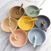 100%Food Grade Silicone Baby Feeding Plate Suction Tableware Spoon Waterproof Suction Bowl Kids Non-slip Children's Products 2