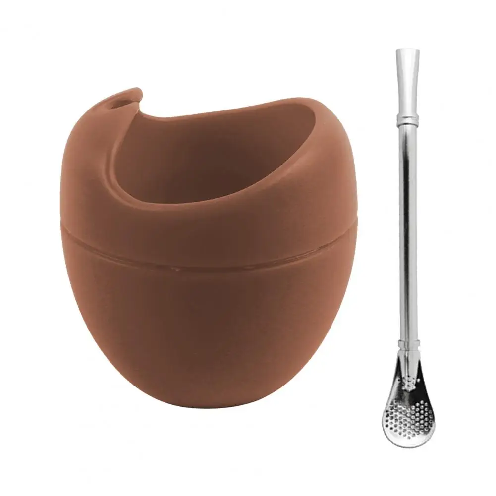 Yerba Mate Tea Cup Reusable Mate Tea Cup Filter Portable Silicone Bombilla Stainless Steel Straw Drink