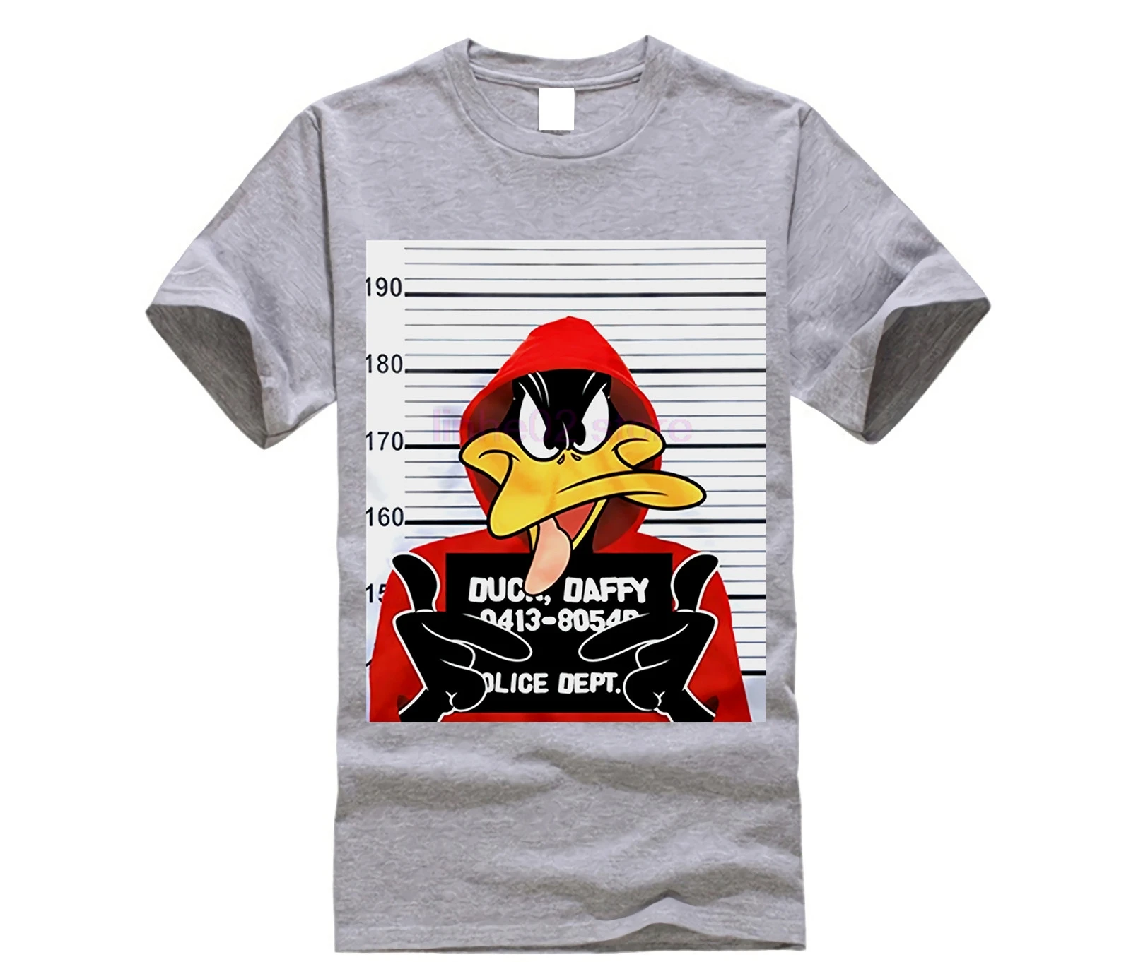 LEQEMAO печатные Чистый хлопок Мужские Looney Tunes Даффи Дак мугшот мужчин s графическая