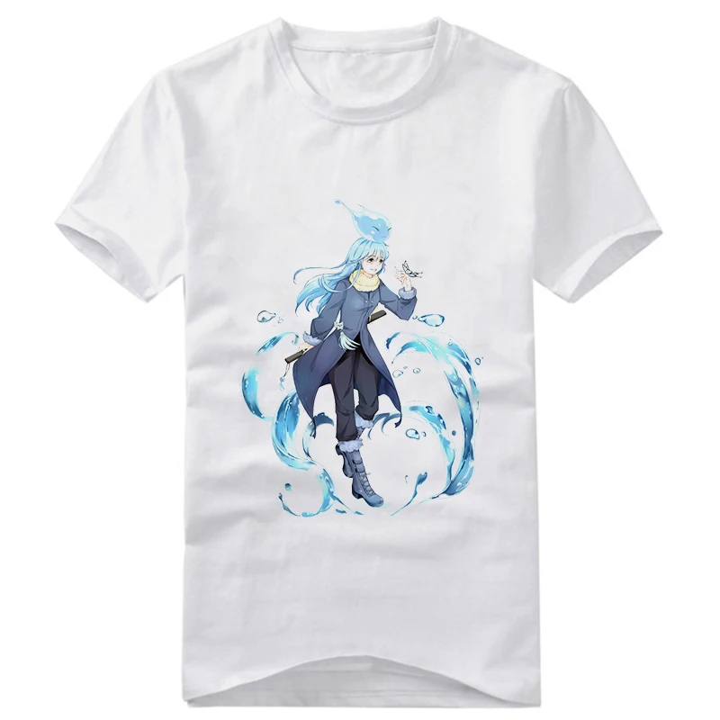 Летние футболки в стиле аниме That Time I Got Reincarnated as a Slime Белые с круглым воротником