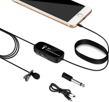 

K&F CONCEPT Rechargeable M1 3.5mm Lavalier Lapel Microphone Clip On Mic for iPhone Android Mac DSLR Podcast Camcorder Recorder