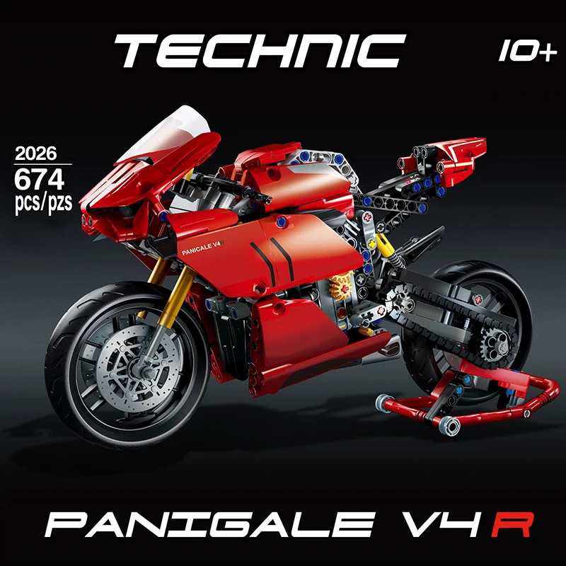 

New Cartoons Technic Ducatis Panigale V4 R Motorcycle Toy Compatible Building Blocks Motorbike Model Toys for Kids Child Gift
