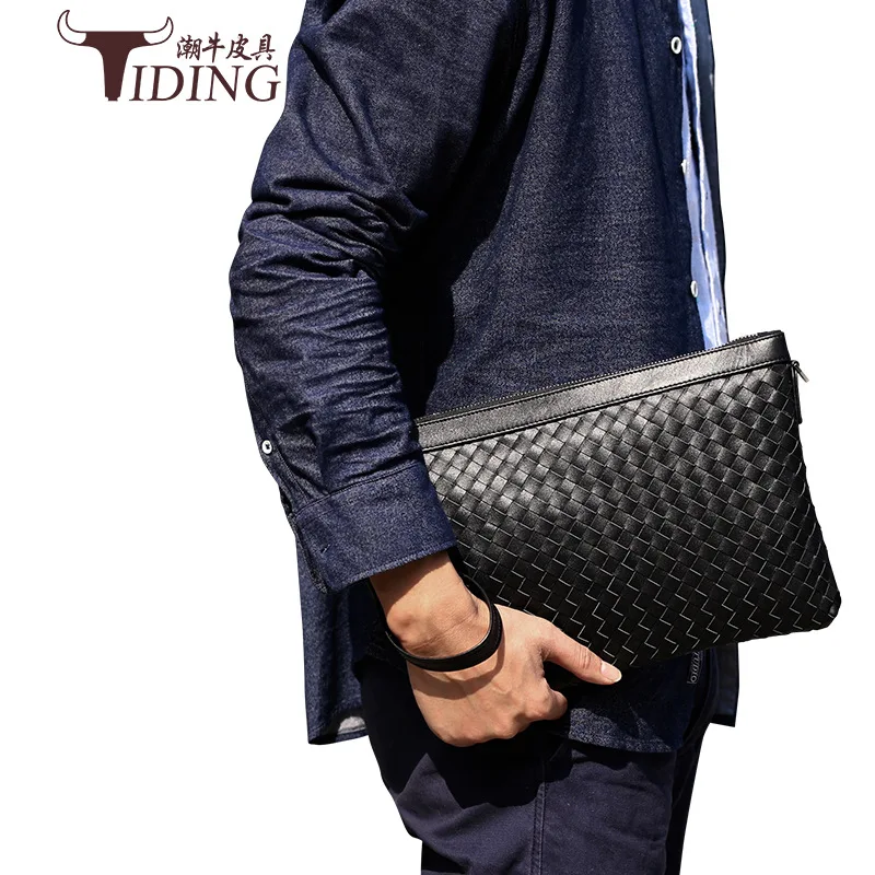 

New Style Hand-woven Genuine Leather Business Handbag Crossbody Bag Multi-functional Men And Women Cowhide Hand Bag 9209