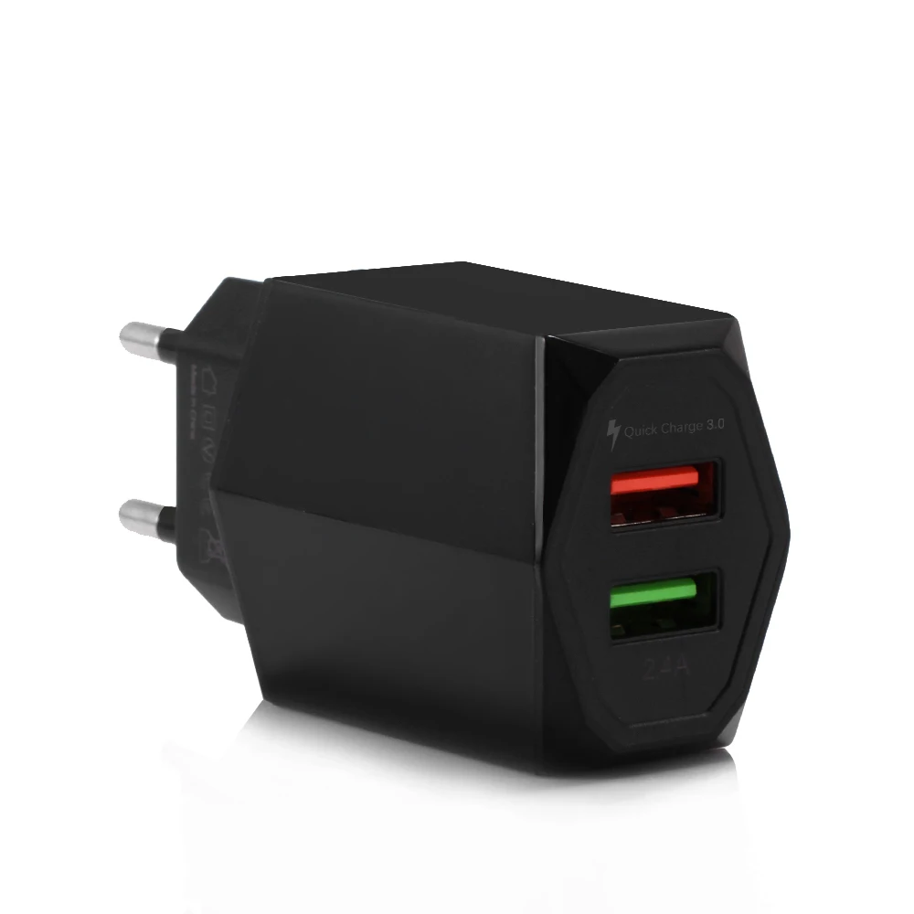 KOOYUTA 2.4A QC3.0 Dual USB быстрое зарядное устройство 3,0 быстрое настенное зарядное устройство ЕС-разъем, для поездок настенный usb-адаптер для Samsung gаlaxy s6 iphone x