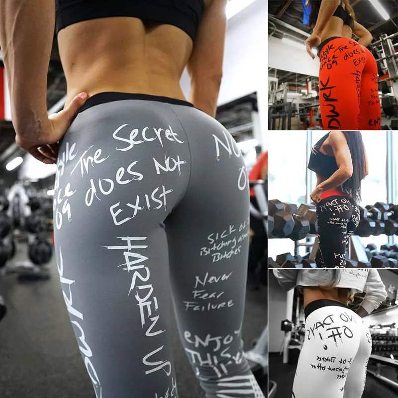Брюки для тренировок Goocheer женские спортивные Леггинсы фитнес спортивные колготки Love приседания брюки с 3D принтом эластичные с высокой