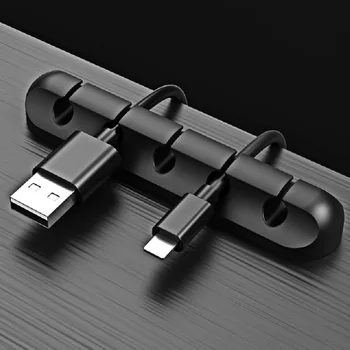 

Silicone Black Cable Organizer Cable Holder Mouse Wire Holder 2Pcs/Lot Desk Use Cable Management Charger Holder Cable winder