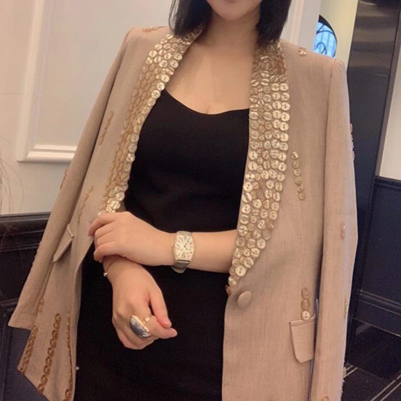 

TOP QUALITY New Fashion 2020 Designer Blazer Jacket Women's Single Breasted Buttons Blazer Gray Outerwear Korean SA656S30