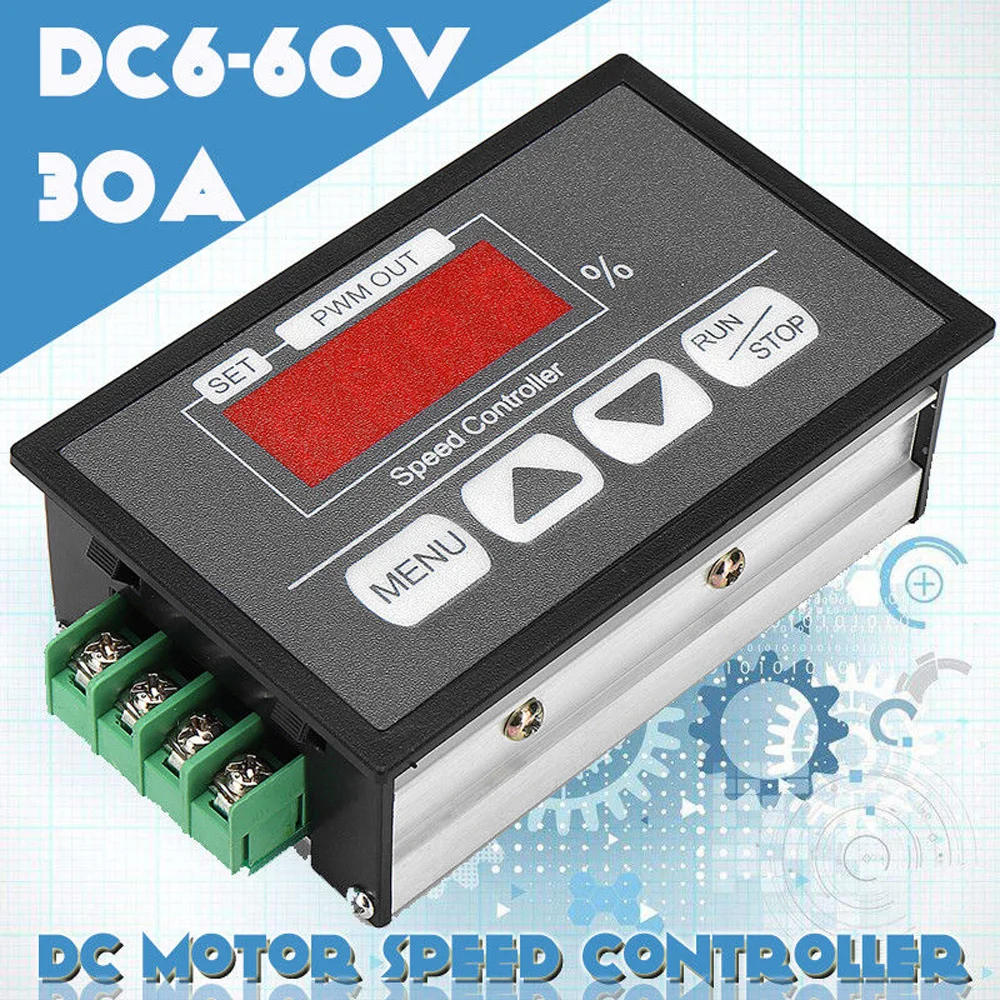 DC 6-60 в ШИМ модуль регулятор скорости двигателя с цифровым дисплеем и переключателем
