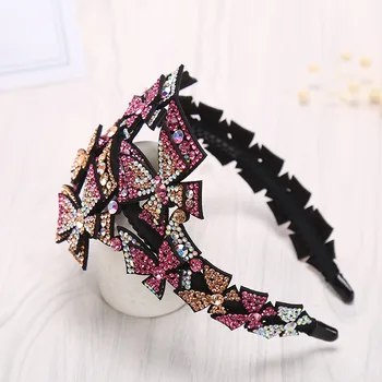 

New European and American Fashion Exaggerated Hair Hoop Inlaid with Imported Crystal Headdress Butterfly Color Hair Accessories