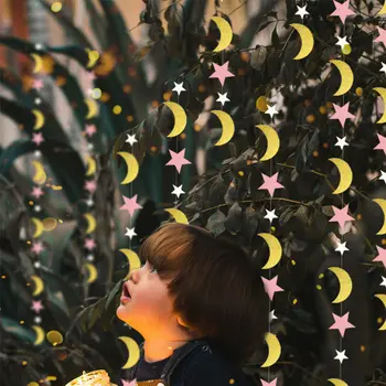 

2M DIY Star With Moon Garlands Ramadan Kareem Banners Eid al-Fitr Eid Mubarak Decorations for home Birthday Party Wedding Decor
