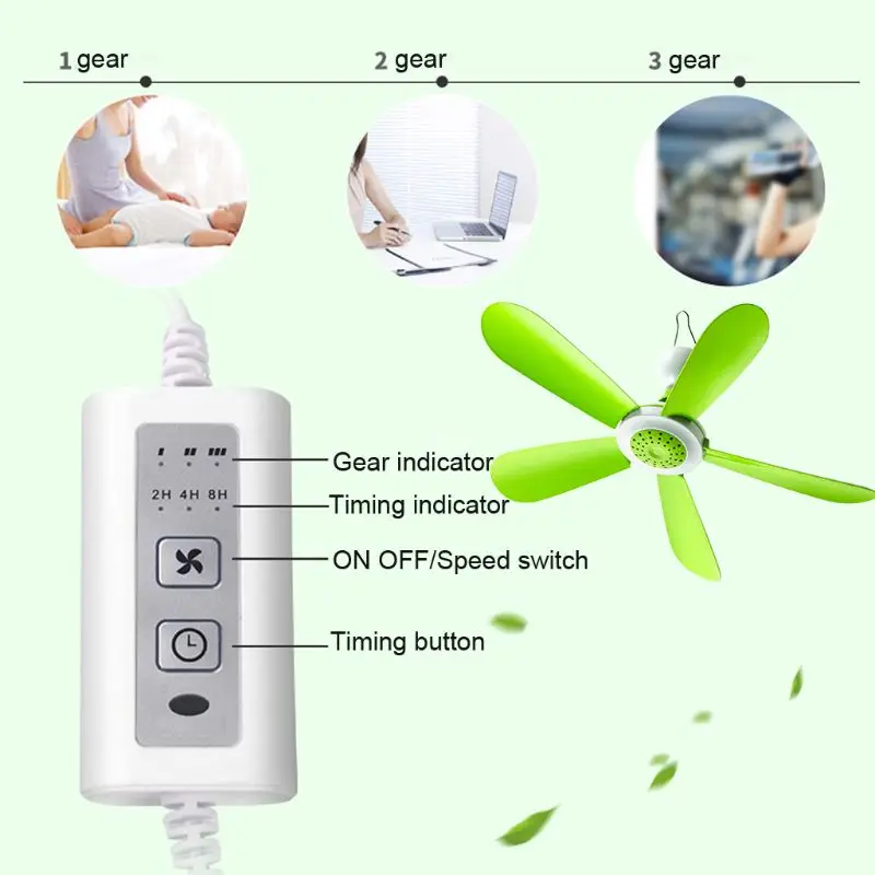 5W Remote Control Timing USB Ceiling Fan Air Cooler USB Fans Bed Camping Outdoor Hanging Camper Tents Hanger Fan mini fan cooling fan