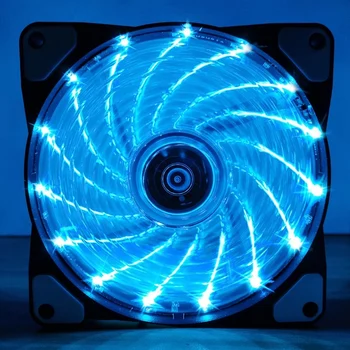 

6PCS Computer 16DB Ultra Silent 15 LEDs Case Fan Heatsink Cooler Cooling, 12CM Fan,12VDC 3P IDE 4Pin Blue