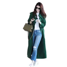 Британский бренд Новая мода осень/осень Повседневный двубортный простой классический длинный плащ зеленый шикарный женский ветровка