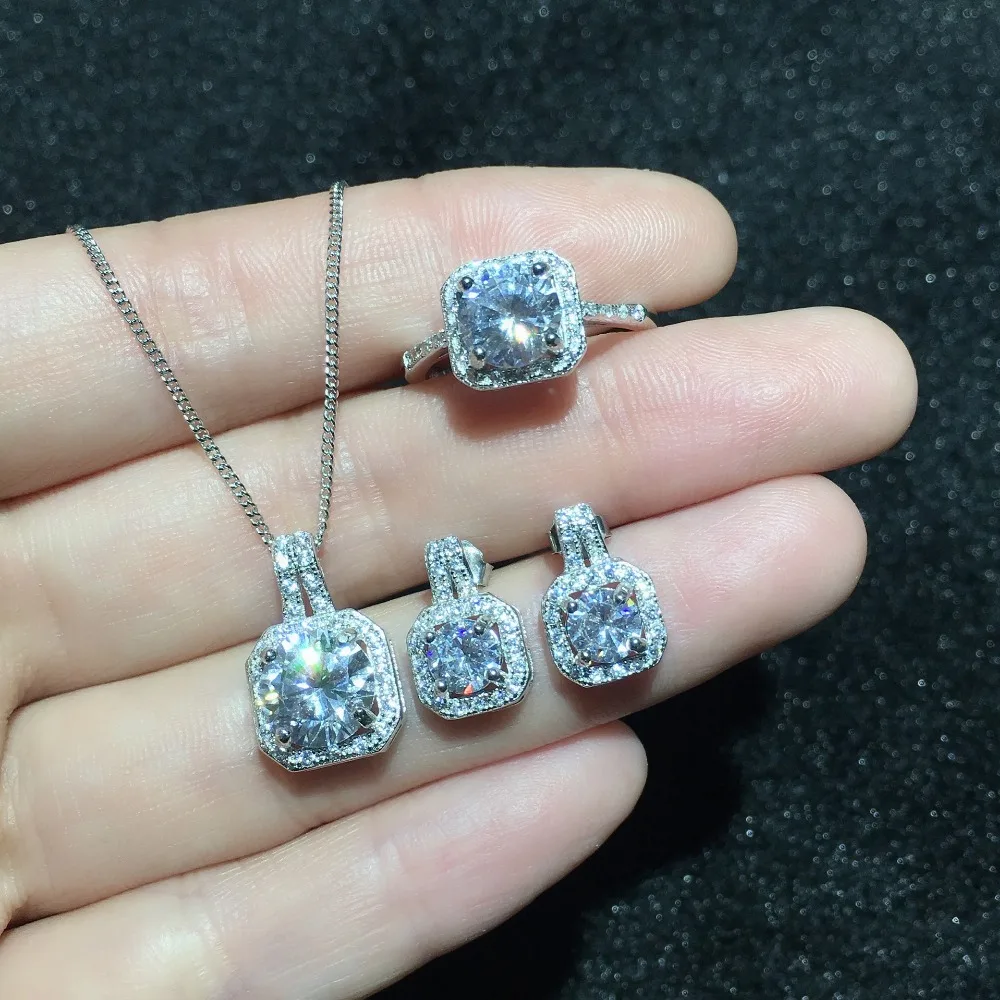 Мода Jewelry_Moissanite кулон ожерелье Set_S925 цельное серебряное женское ожерелье_ завод прямые продажи