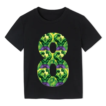 

Happy Birthday Child T-shirt for Children Hulk T-shirt for Boy Cute Girls T Shirt Number 3-9 Birthday Present/Gift