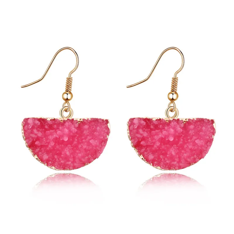 12BELLAHYDIARY Bijoux Geometric Semicircle Druzy Resin Drop Earrings For Women Jewellery Pendientes Earings 2019 Wedding Earing (9)